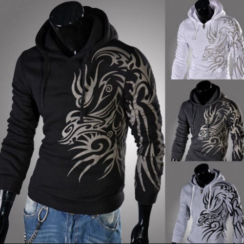 Winter Sweatshirts Dragon Printed Hooded Coat